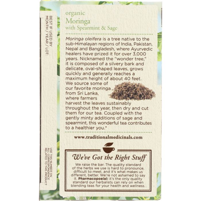 TRADITIONAL MEDICINALS: Tea Moringa With Spearmint Sage, 16 bg