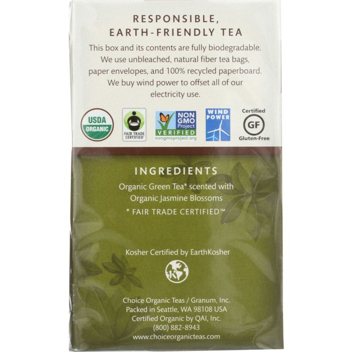 CHOICE TEA: Organic Jasmine Green Tea, 16 bg