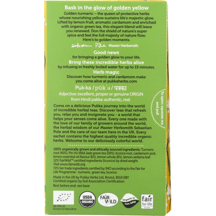 PUKKA HERBS: Turmeric Glow Herbal Tea, 20 bg