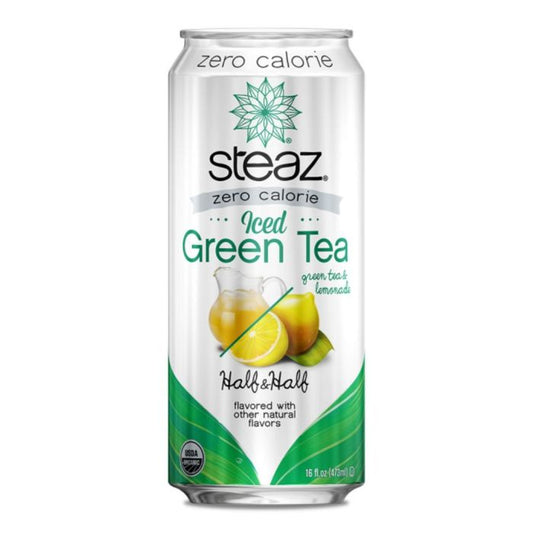 STEAZ: Organic Zero Calorie Iced Green Tea With Lemonade Half & Half, 16 fo