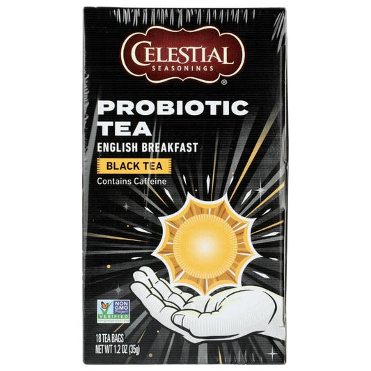 CELESTIAL SEASONINGS: Probiotic English Breakfast Black Tea With Caffeine, 18 bg